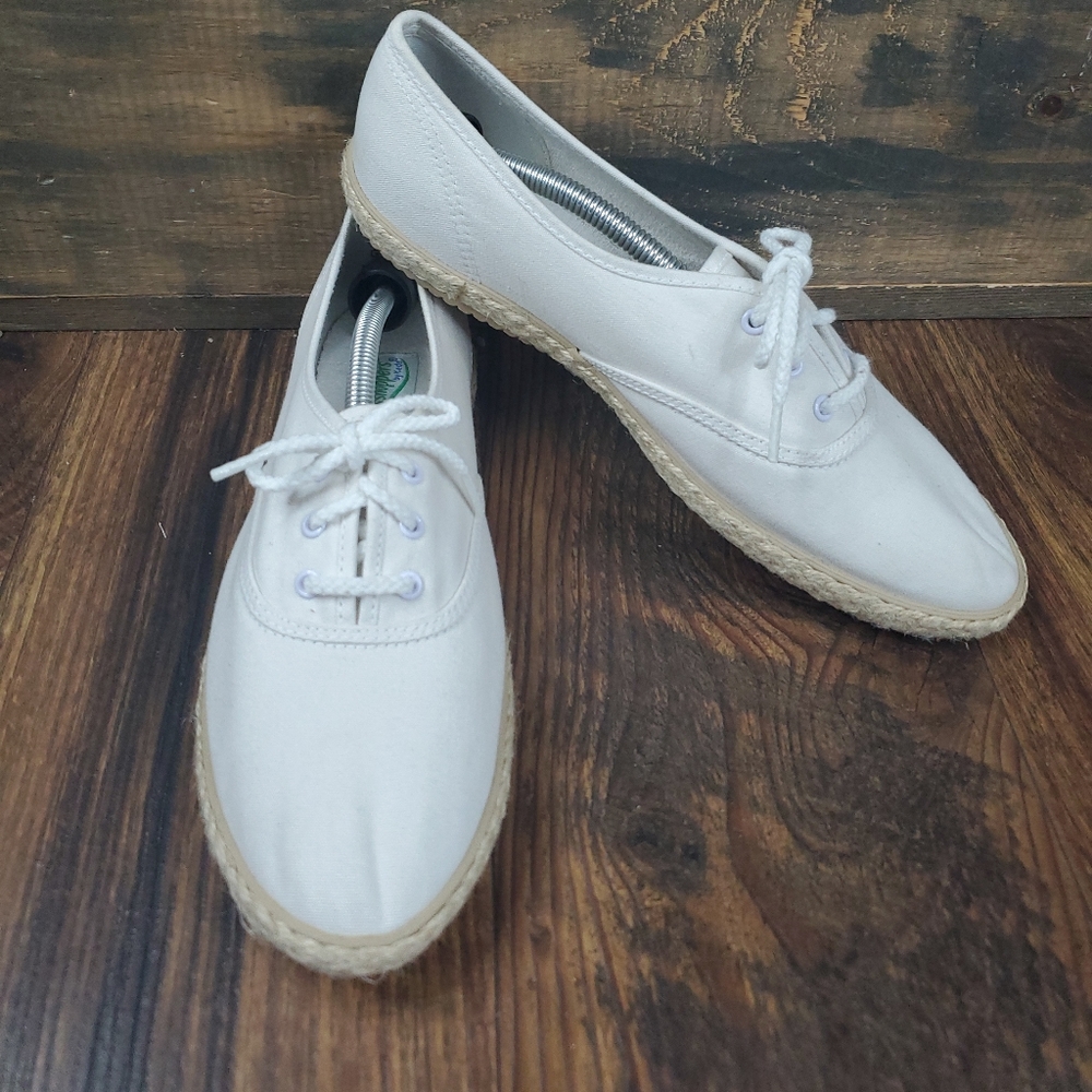 Keds Vintage Grasshoppers Cushions White Canvas Espadrille Shoe Womens Size 9